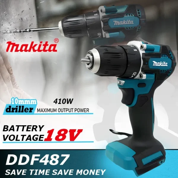 Makita DDF487 Screwdriver Cordless Percussion Drill 18V Electric Variable Speed Brushless Motor Impact Power Tool Power Drill 1