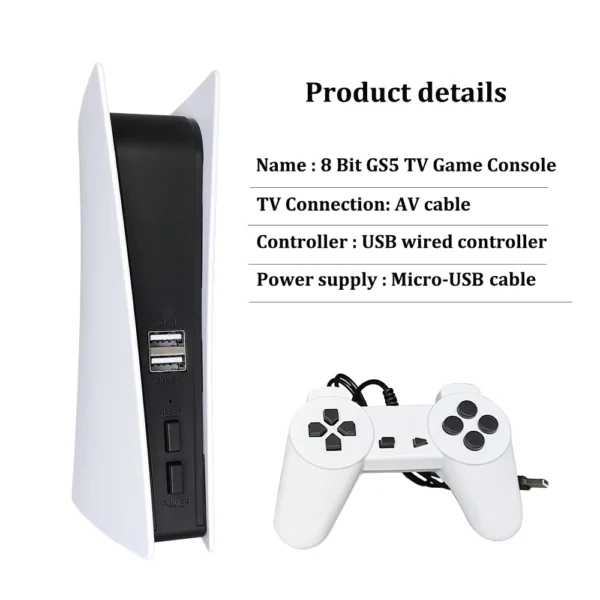 GS5 8-bit TV Video AV Output USB Plug and Play Support 200+ Nostalgia Game Console Electronic Mini Classic Retro Game Station 3