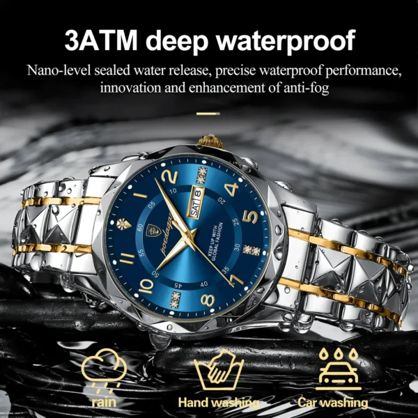 POEDAGAR Luxury Men Quartz Watch Waterproof Date Week Luminous Wristwatch Stainless Steel Men's Watches Male Clock Sports Reloj 2