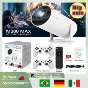 M300 MAX Retro Video Game Console LCD Full HD Video Projector System Mini Portable Intelligent Projector 64G 720p Home Projector 1