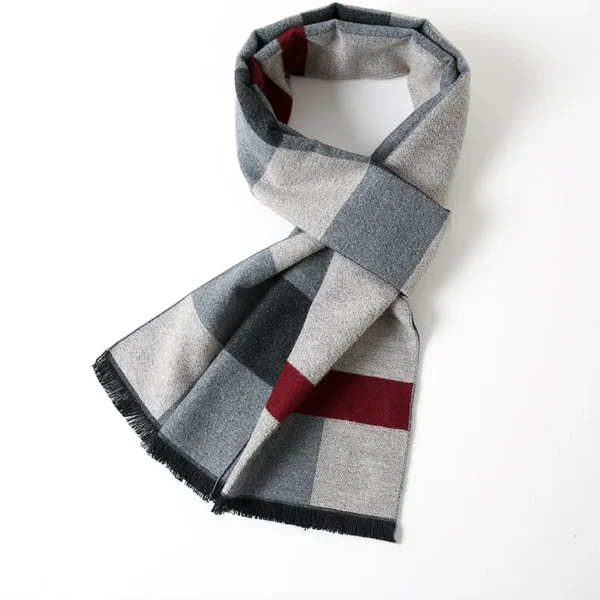 Fashion Men Scarves Luxury Plaid Autumn Winter Pashmina Neckerchief Thicken Warm Imitation Cashmere Men's Business Long Wraps 2