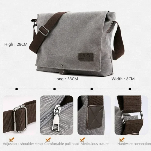 New Men Canvas Crossbody Shoulder Messenger Bags Man New Fashion Cross Body Bag Casual Solid Multi Function Portable Male Bag 4