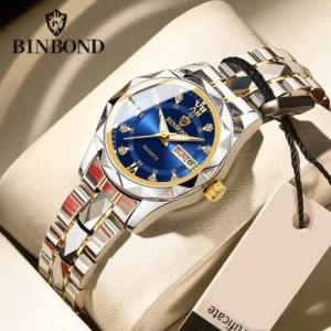 BINBOND B2521 Top Brand Luxury Fashion Business Womens Quartz Watches 30M Waterproof Week Date Clock Sport Womens Wristwatch 1