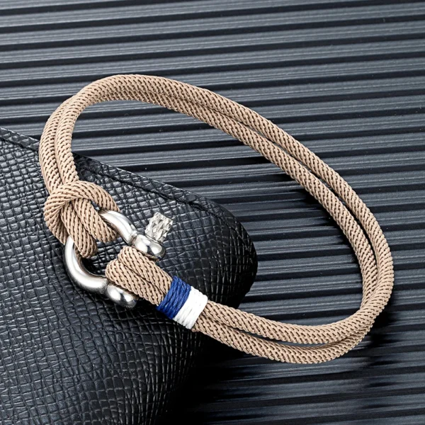 MKENDN Navy Blue Braided Rope Bracelet Stainless Steel Mini Horseshoe Shackle with Screws Bracelets for Men Women Couple Jewelry 3