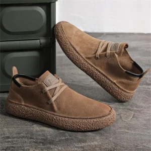 Men's Suede Genuine Leather Casual Shoes Lace-up Men Light Comfortable Driving Flats Mens Outdoor Oxfords Shoe 1