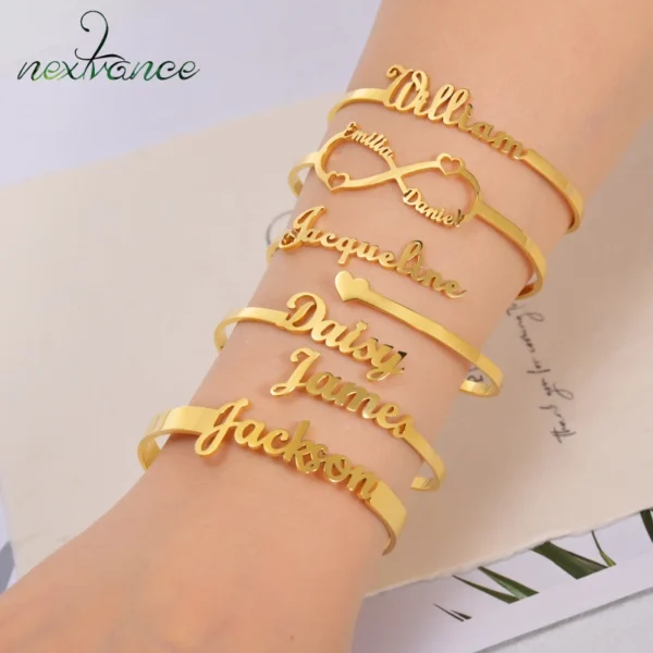 32 Styles New Stainless Steel Customized Name Bangle Personalized Nameplate Letter Bracelet For Women Girl Jewelry Wedding Gifts 1