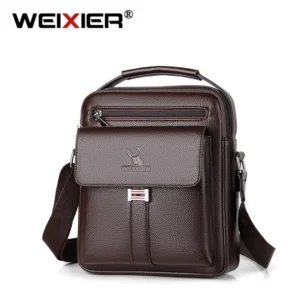 WEIXIER Men Caviar Crossbody Shoulder Bags Waterproof Vintage Brand Handbags Pu Leather Man Messenger Lychee Pattern Tote Bag 1